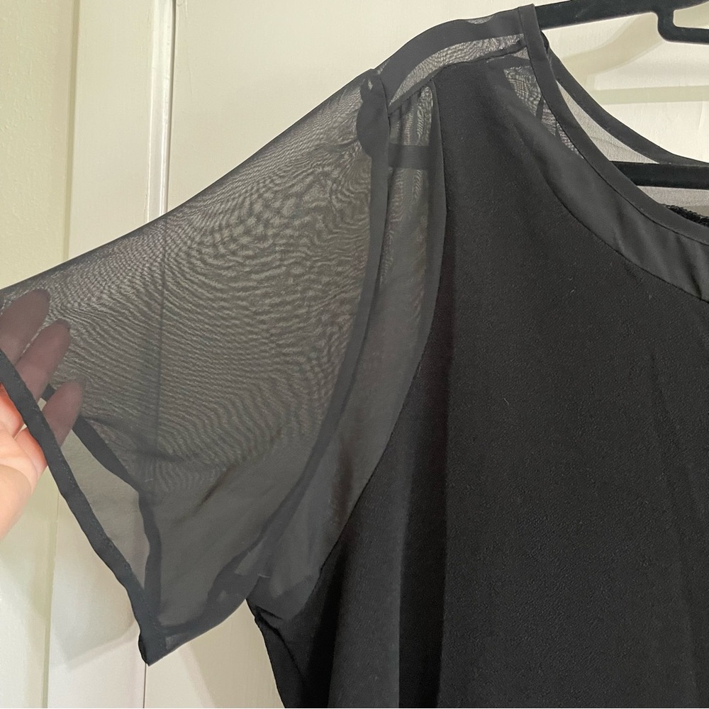 Pleione Elegant Black Blouse with Sheer Sleeves - Picture 4 of 9
